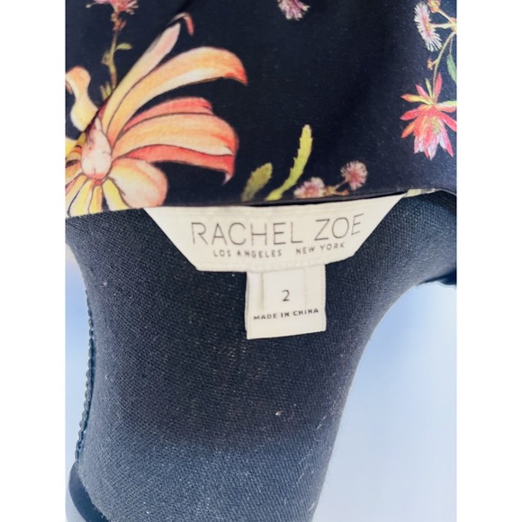 RACHEL ZOE Women Longsleeve V-Neck Floral Mini Dress Size 2 - Picture 7 of 12